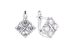 Серебряные cерьги классические с фианитом