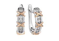 Серебряные cерьги классические с позолотой с фианитом
