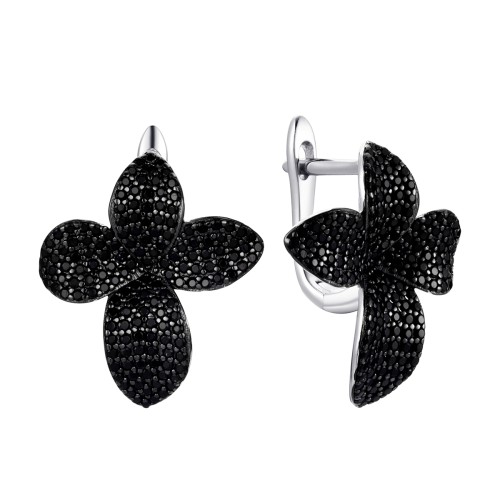 Серебряные cерьги классические с кристаллом