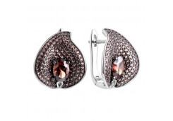 Серебряные cерьги классические с фианитом