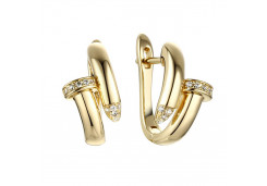 Серебряные cерьги классические с позолотой с фианитом