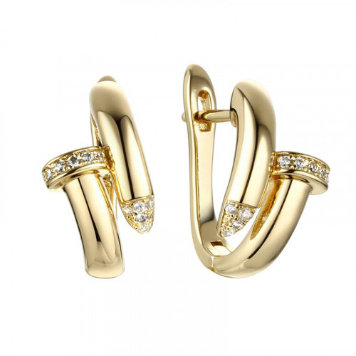 Серебряные cерьги классические с позолотой с фианитом