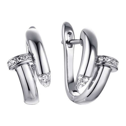 Серебряные cерьги классические с фианитом