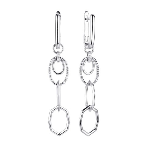 Серебряные cерьги висячие с фианитом