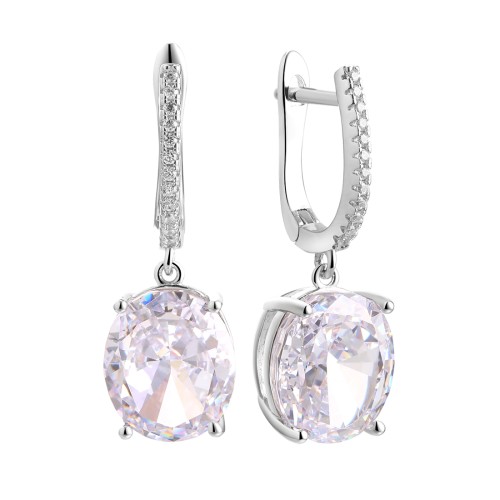 Серебряные cерьги висячие с фианитом