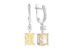 Серебряные cерьги висячие с фианитом