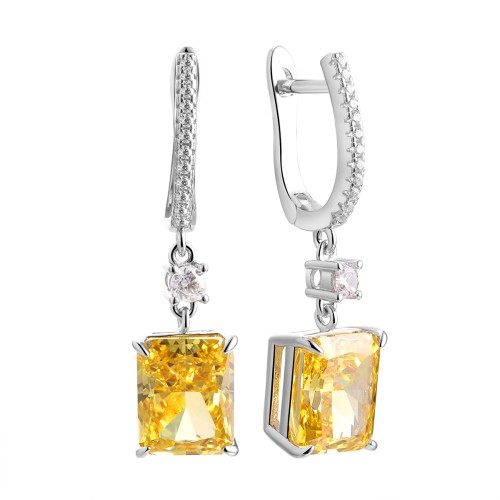 Серебряные cерьги висячие с фианитом