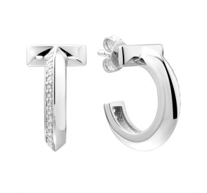 Серебряные cерьги пусеты (гвоздики) с фианитом