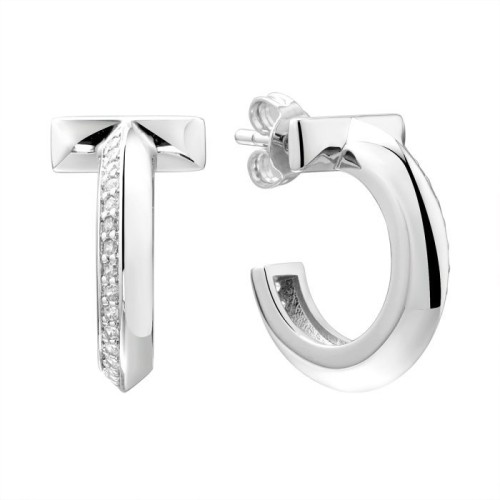 Серебряные cерьги пусеты (гвоздики) с фианитом