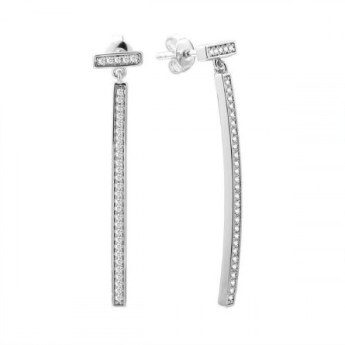 Серебряные cерьги пусеты (гвоздики) с фианитом