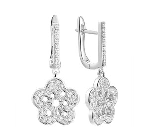 Серебряные cерьги висячие с фианитом