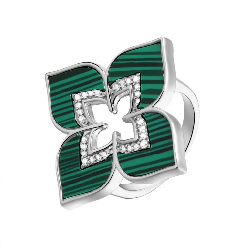 Серебряное кольцо с малахитом