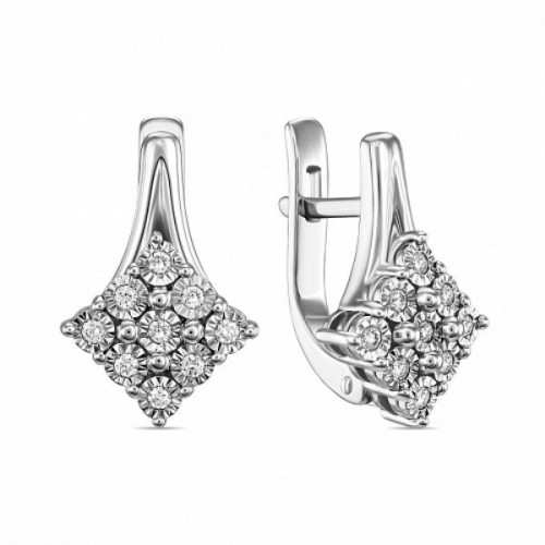 Серьги из белого золота 585 пробы с бриллиантом
