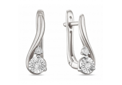 Серьги классические из белого золота с бриллиантом