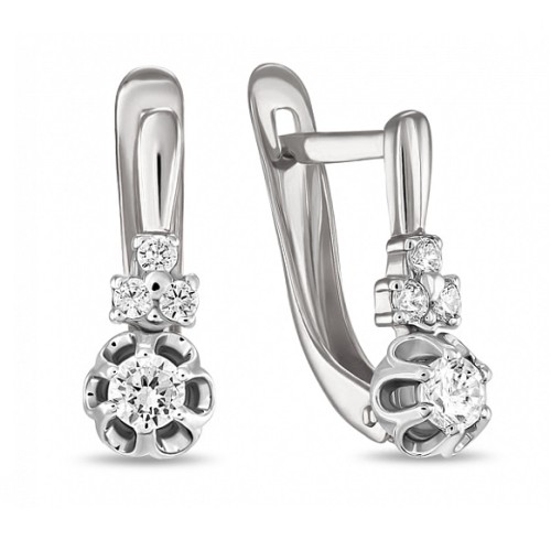 Серьги из белого золота с фианитом