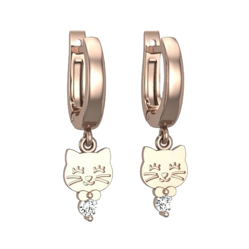 Золотые cерьги висячие с фианитом