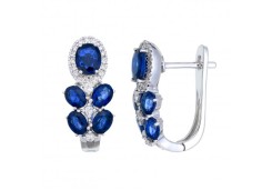 Серьги классические из белого золота с сапфиром