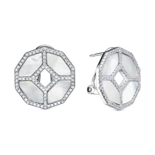 Серебряные cерьги классические с перламутром