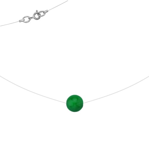 Подвеска на леске из серебра с жадеитом