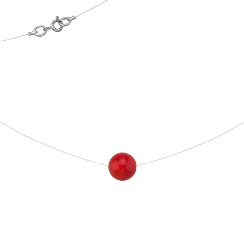 Подвеска на леске из серебра с кораллом