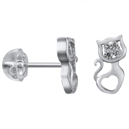 Серебряные cерьги пусеты (гвоздики) с фианитом