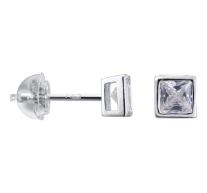 Серебряные cерьги пусеты (гвоздики) с фианитом