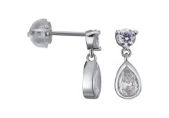 Серебряные cерьги пусеты (гвоздики) с фианитом