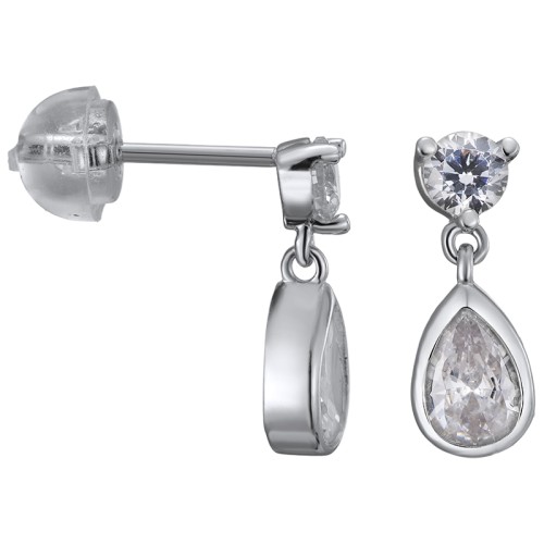 Серебряные cерьги пусеты (гвоздики) с фианитом