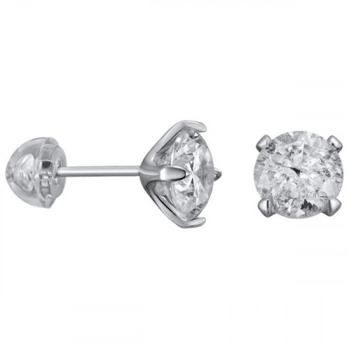 Серебряные cерьги пусеты (гвоздики) с фианитом