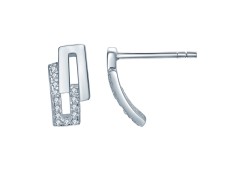 Серебряные cерьги пусеты (гвоздики) с фианитом