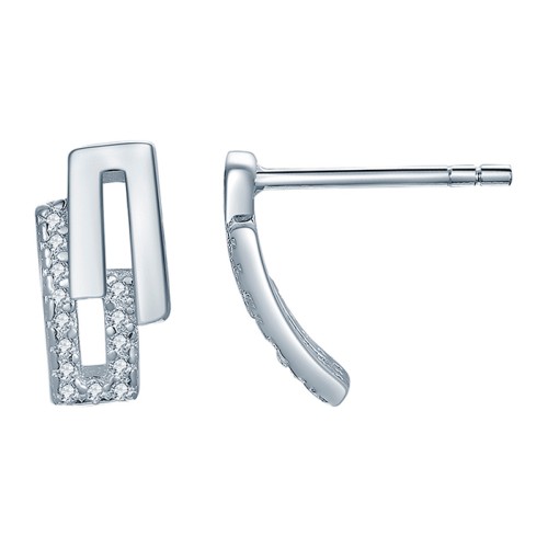 Серебряные cерьги пусеты (гвоздики) с фианитом