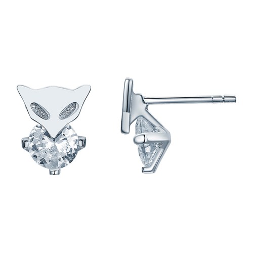 Серебряные cерьги пусеты (гвоздики) с фианитом