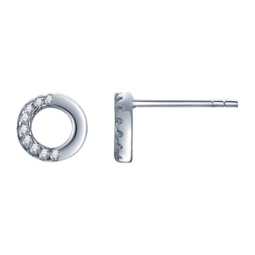 Серебряные cерьги пусеты (гвоздики) с фианитом