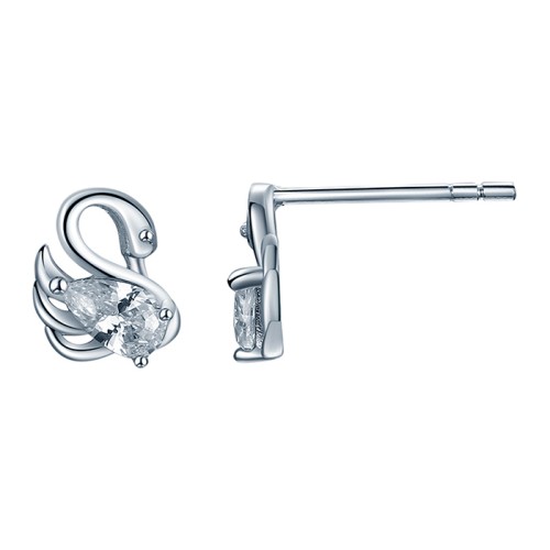 Серебряные cерьги пусеты (гвоздики) с фианитом