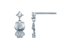 Серебряные cерьги пусеты (гвоздики) с фианитом
