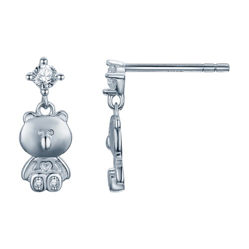 Серебряные cерьги пусеты (гвоздики) с фианитом