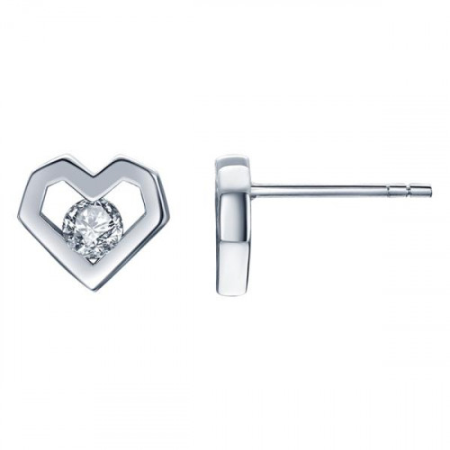 Серебряные cерьги пусеты (гвоздики) с фианитом