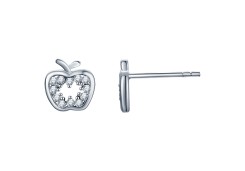 Серебряные cерьги пусеты (гвоздики) с фианитом
