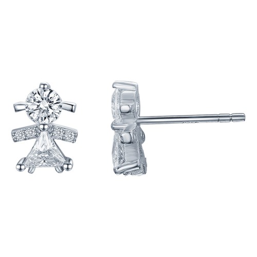 Серебряные cерьги пусеты (гвоздики) с фианитом