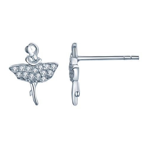 Серебряные cерьги пусеты (гвоздики) с фианитом