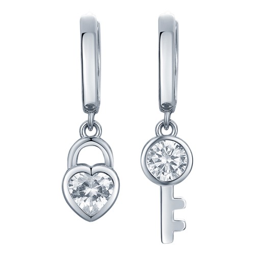 Серебряные cерьги висячие с фианитом