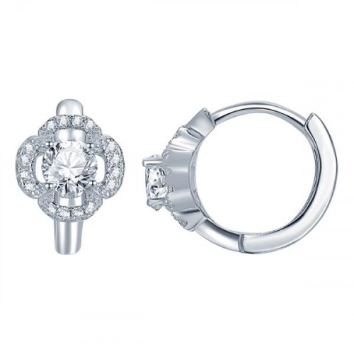 Серебряные cерьги классические с фианитом