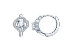 Серебряные cерьги классические с фианитом