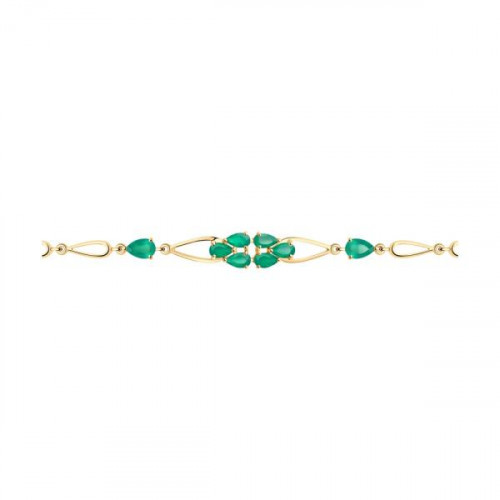 Золотой браслет с агатом зеленым
