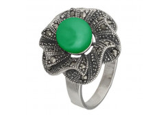 Серебряное кольцо с агатом зеленым