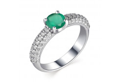 Серебряное кольцо с агатом зеленым