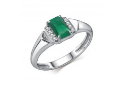 Серебряное кольцо с агатом зеленым