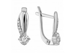 Серьги классические из белого золота с бриллиантом