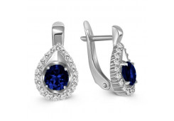 Серьги классические из белого золота с сапфиром