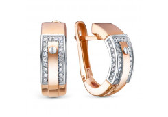 Золотые cерьги классические с бриллиантом